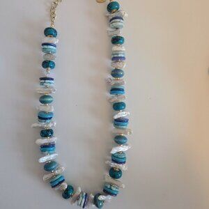 Chico's turquoise and‎ mother of pearl necklace
